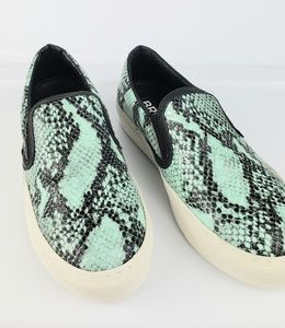 Bronx Slip On Sneakers turquoise snake skin print platform